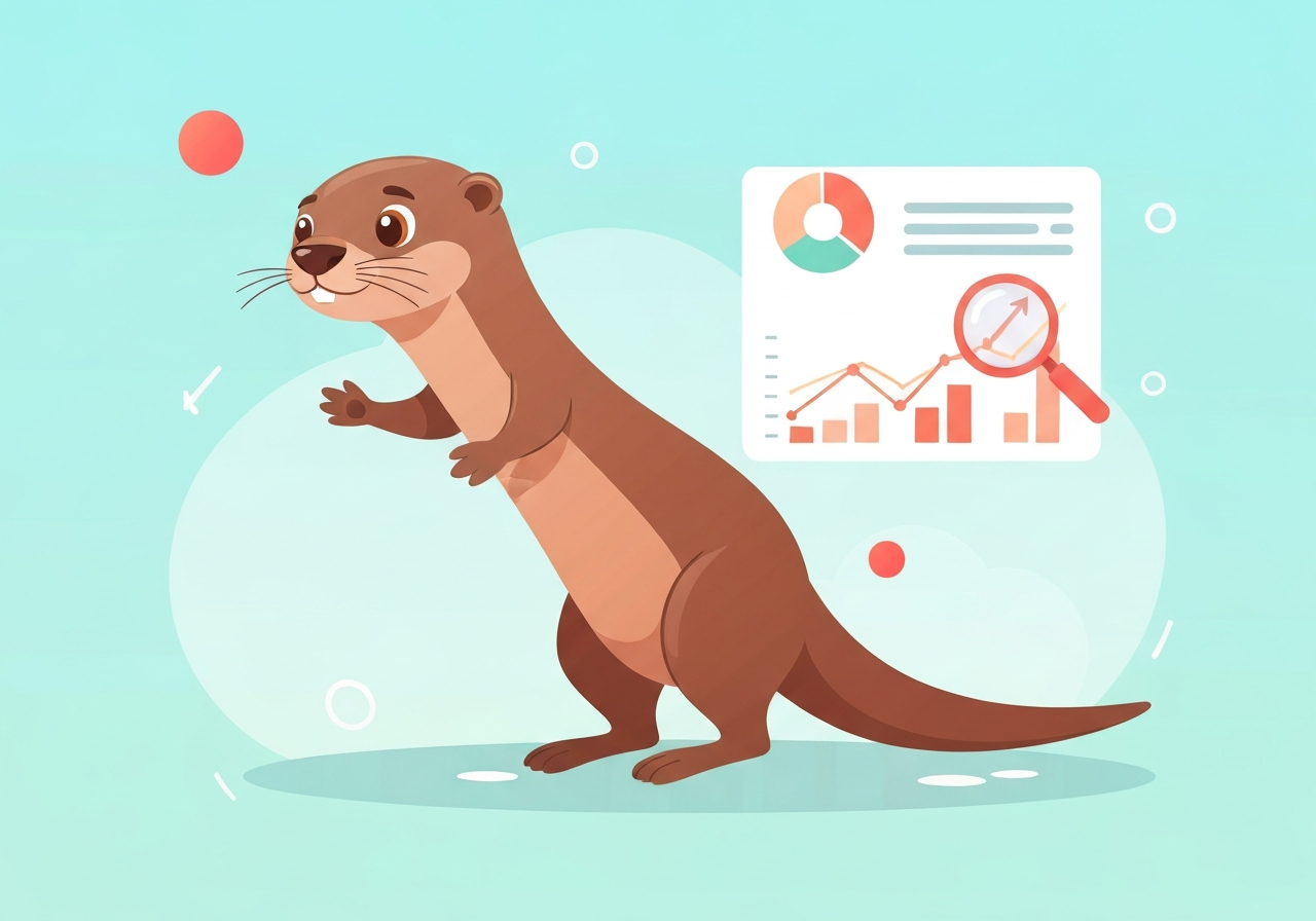 Otter reviewing a performance dashboard