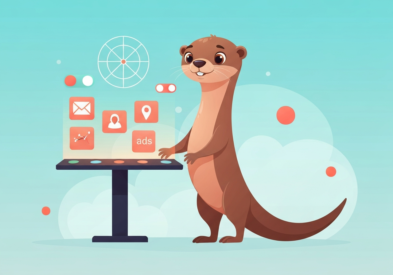 Otter selecting marketing channels on a control panel